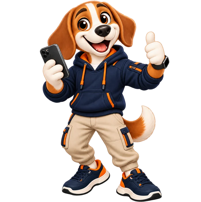 Mascote fazendo joinha